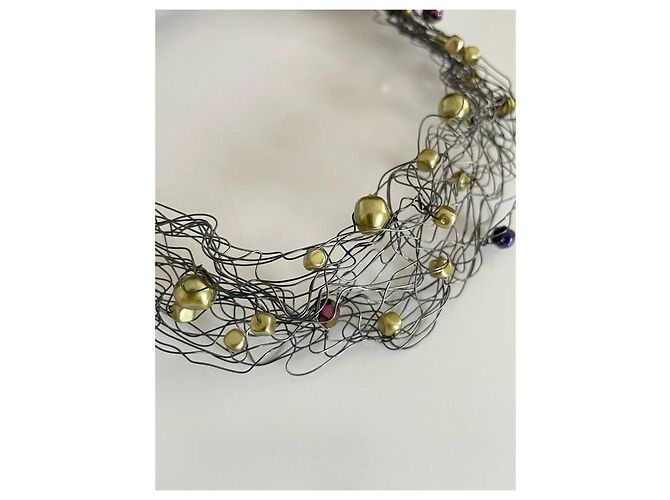 Autre Marque Collana Margherita Buonanno in perle e metallo Argento Multicolore Verde - vista 3
