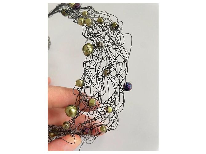 Autre Marque Collana Margherita Buonanno in perle e metallo Argento Multicolore Verde - vista 4