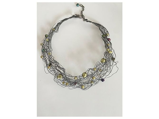 Autre Marque Collana Margherita Buonanno in perle e metallo Argento Multicolore Verde - vista 2