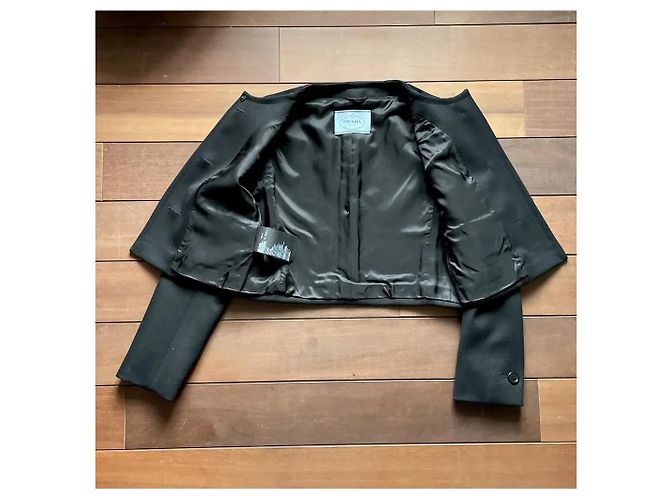 Prada Cavalry Twill Wolljacke Schwarz - Ansicht 4
