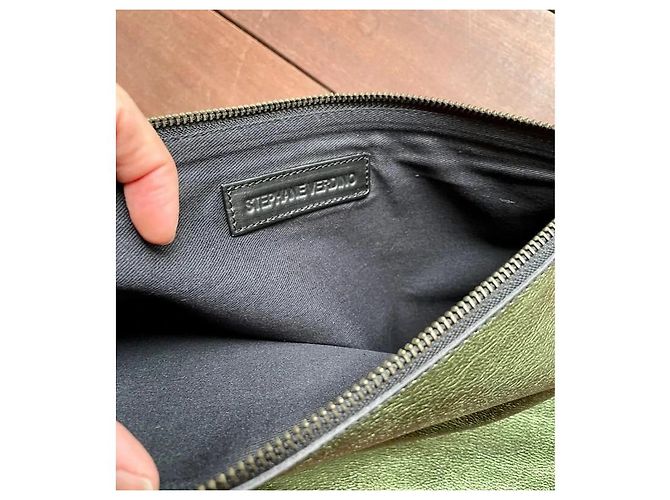 Clutch XL in pelle iridescente verde Stéphane Verdino Metallico - vista 2
