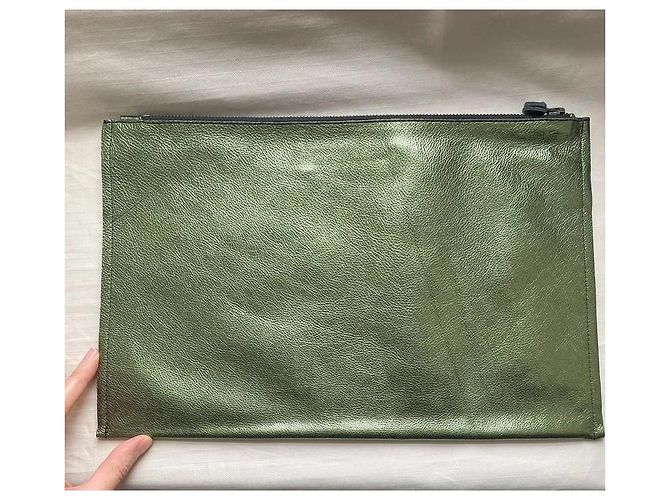 Clutch XL in pelle iridescente verde Stéphane Verdino Metallico - vista 4