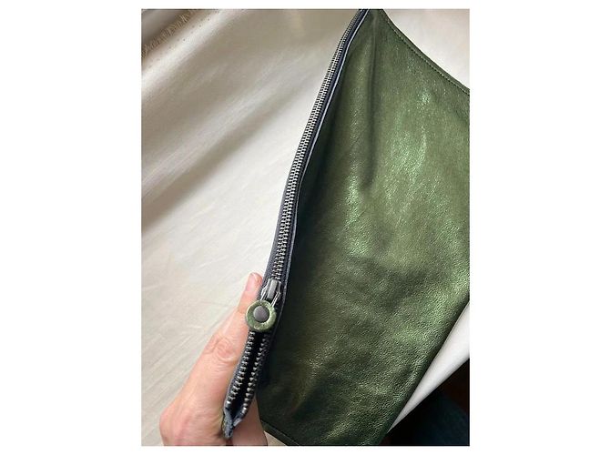 Clutch XL in pelle iridescente verde Stéphane Verdino Metallico - vista 5