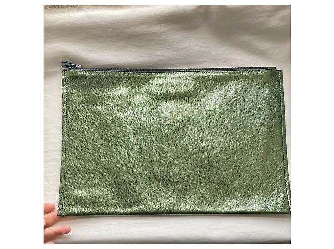 Clutch XL in pelle iridescente verde Stéphane Verdino Metallico - vista 6