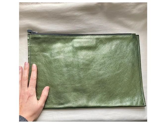 Clutch XL in pelle iridescente verde Stéphane Verdino Metallico - vista 7