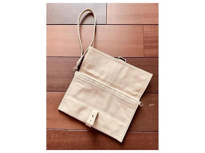 Autre Marque Pochette in pelle Delphine Charlotte Parmentier Beige Crema - vista 3