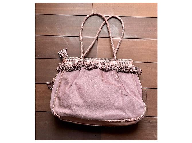 Autre Marque Borsa Francesco Biasia in pelle rosa con pompon - vista 3