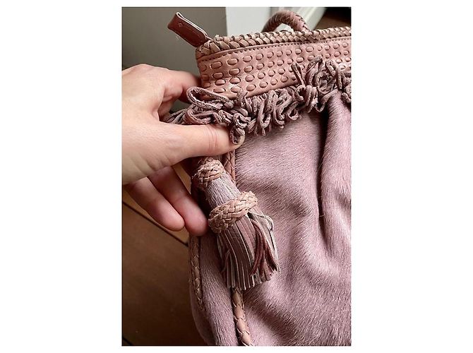 Autre Marque Borsa Francesco Biasia in pelle rosa con pompon - vista 4