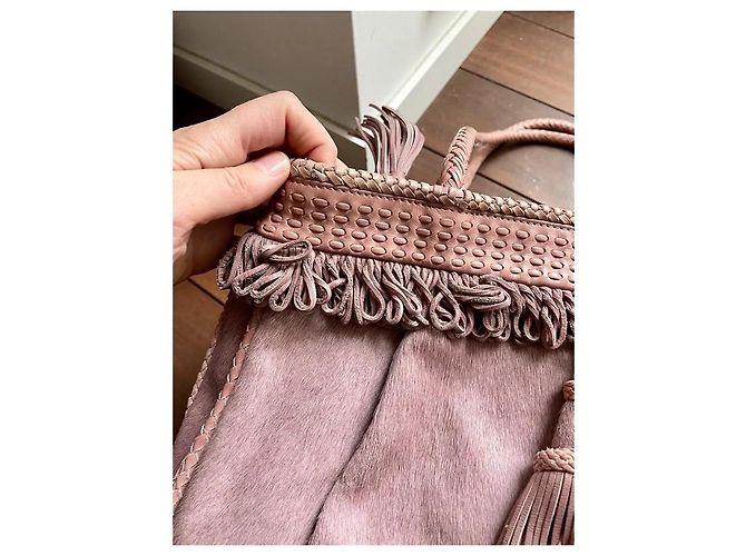 Autre Marque Borsa Francesco Biasia in pelle rosa con pompon - vista 5