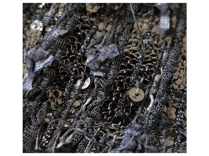 Jeans de patchwork desgastado con lentejuelas Chanel Resort 2006 06C Negro - vista 8