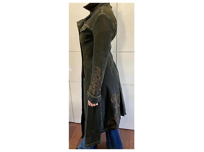 Abrigo Krizia de mezclilla azul bordado algodón - vista 3