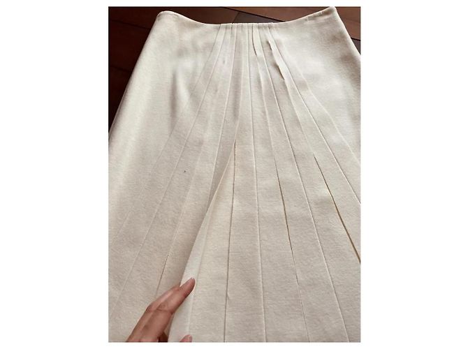 Gonna Guy Laroche in lana e cashmere ecru Crudo Bianco sporco - vista 4