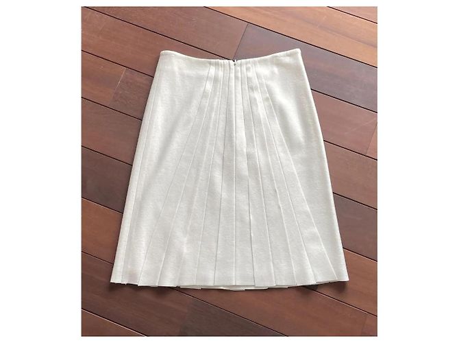 Gonna Guy Laroche in lana e cashmere ecru Crudo Bianco sporco - vista 6