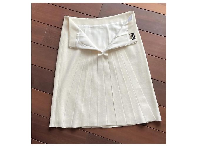 Gonna Guy Laroche in lana e cashmere ecru Crudo Bianco sporco - vista 7