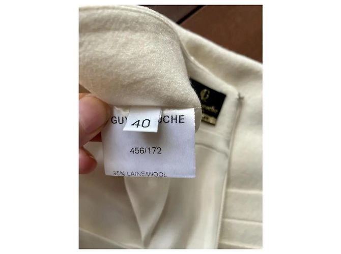 Gonna Guy Laroche in lana e cashmere ecru Crudo Bianco sporco - vista 8