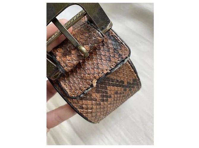 Kenzo breiter Gürtel hellbraun aus exotischem Leder 70 cm - Ansicht 10