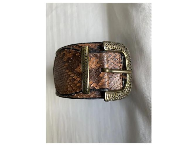 Kenzo breiter Gürtel hellbraun aus exotischem Leder 70 cm - Ansicht 2
