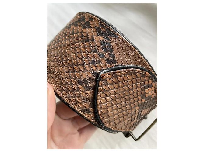 Kenzo breiter Gürtel hellbraun aus exotischem Leder 70 cm - Ansicht 9