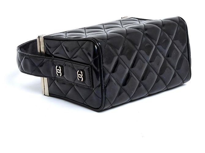 Chanel 1997 Borsa Classica Nera in Pelle Verniciata Trapuntata Nero - vista 5