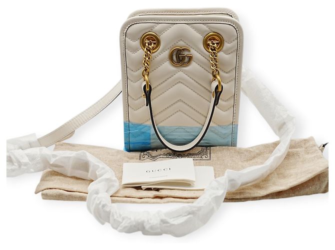 Bolsa Mini Matelassé Gucci Marmont Branco - vista 11