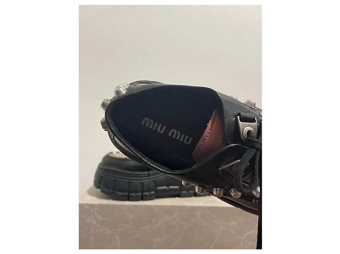 Mule e zoccoli MIU MIU T.EU 37.5 Pelle Nero - vista 3