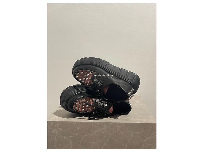Mule e zoccoli MIU MIU T.EU 37.5 Pelle Nero - vista 6