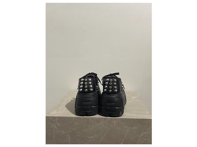 Mule e zoccoli MIU MIU T.EU 37.5 Pelle Nero - vista 7