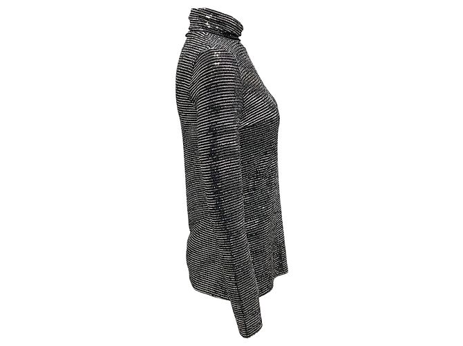 Top a collo alto a maniche lunghe nero / argento specchiato di Prabal Gurung - vista 2