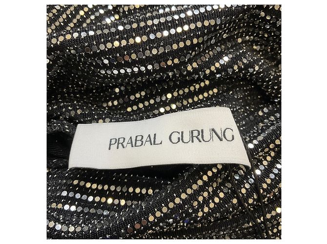 Top a collo alto a maniche lunghe nero / argento specchiato di Prabal Gurung - vista 4