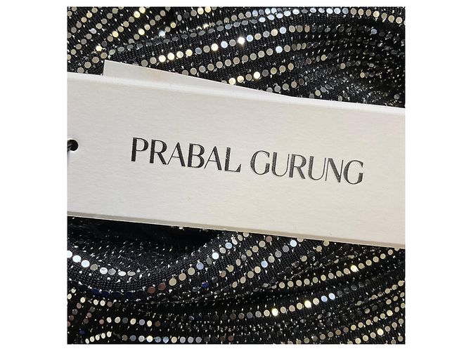 Top a collo alto a maniche lunghe nero / argento specchiato di Prabal Gurung - vista 5