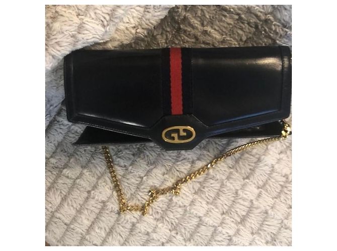 Ophidia Gucci Vintage Sherry Linie Tasche Rot Marineblau Gold hardware - Ansicht 7