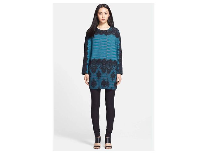 Abrigo Missoni de lana rosa turquesa y negro Azul - vista 5