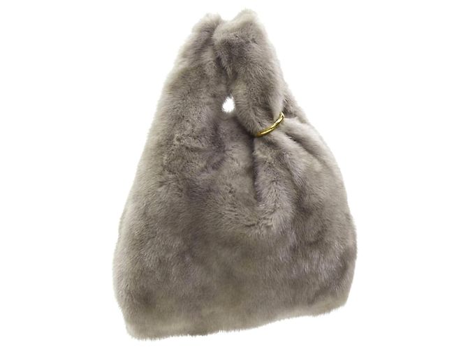 Simonetta Ravizza Tracolla Candy Mink Fur Grey Pink Shoulder Strap Tote Bag - view 3