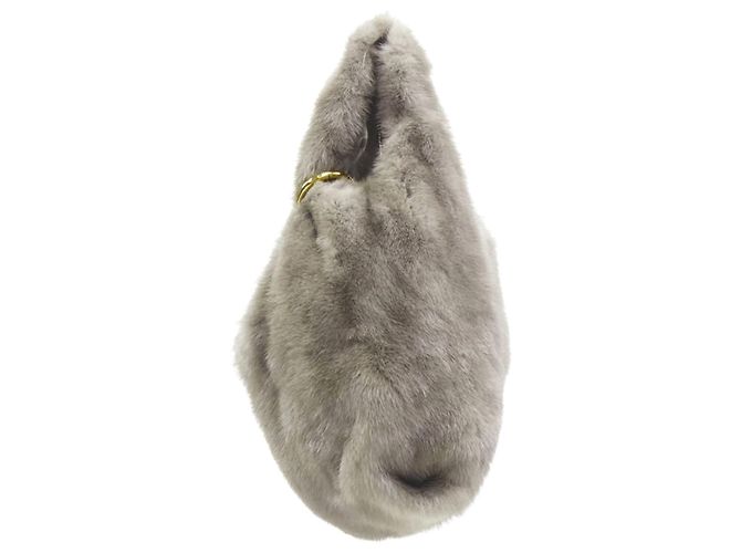 Simonetta Ravizza Tracolla Candy Mink Fur Grey Pink Shoulder Strap Tote Bag - view 4