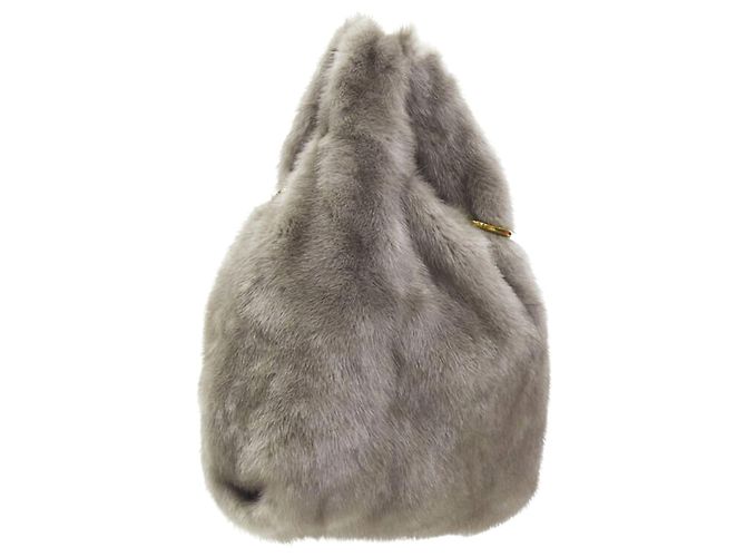 Simonetta Ravizza Tracolla Candy Mink Fur Grey Pink Shoulder Strap Tote Bag - view 5