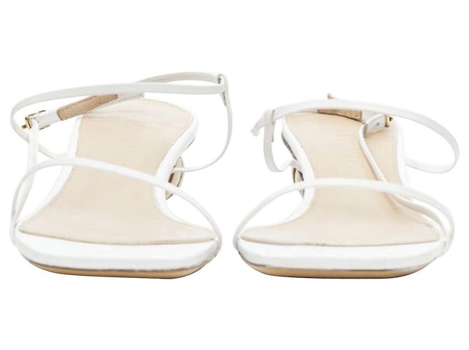 Jacquemus Le Sandali Bianchi Minimalisti con Tacco Decorativo a Palla Eu38 - vista 4