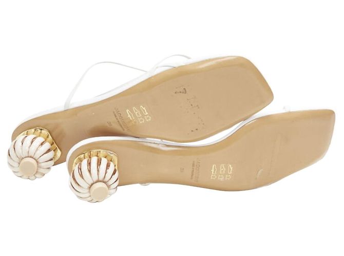 Jacquemus Le Sandali Bianchi Minimalisti con Tacco Decorativo a Palla Eu38 - vista 7