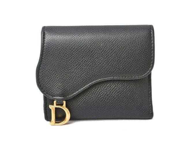 Christian Dior Navy Leder Dreifach-Brieftasche Marineblau - Ansicht 2