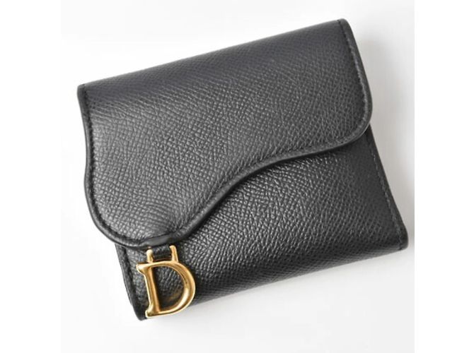 Christian Dior Navy Leder Dreifach-Brieftasche Marineblau - Ansicht 3