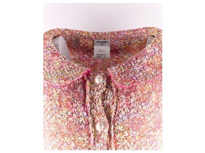 Chanel Stupenda Giacca in Tweed di Vimini Rosa - vista 3