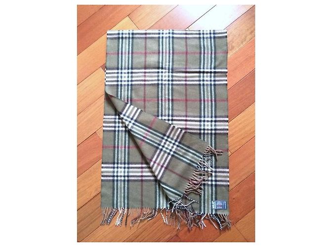 Autre Marque Sciarpa in lana d'agnello tartan verde Nero Bianco Rosso Multicolore Cachi - vista 2