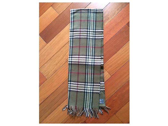 Autre Marque Sciarpa in lana d'agnello tartan verde Nero Bianco Rosso Multicolore Cachi - vista 4