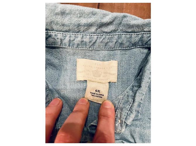 Ralph Lauren Chambray Bluse mit Rüschen hellblau Baumwolle - Ansicht 3
