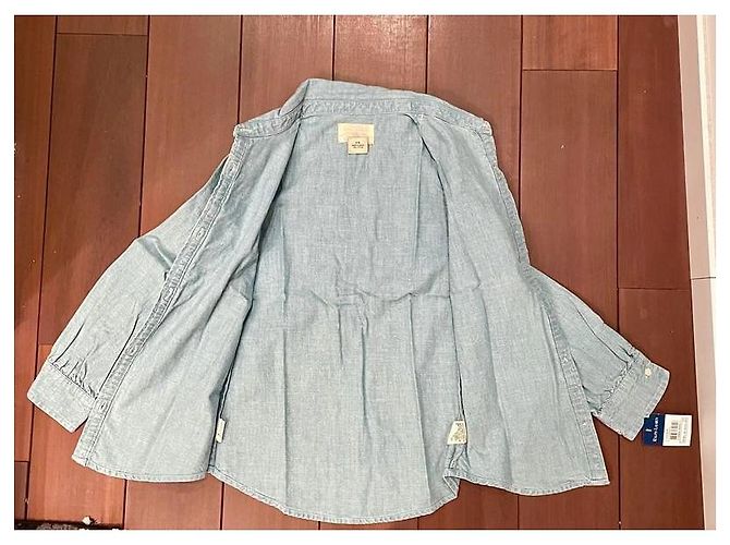 Ralph Lauren Chambray Bluse mit Rüschen hellblau Baumwolle - Ansicht 5