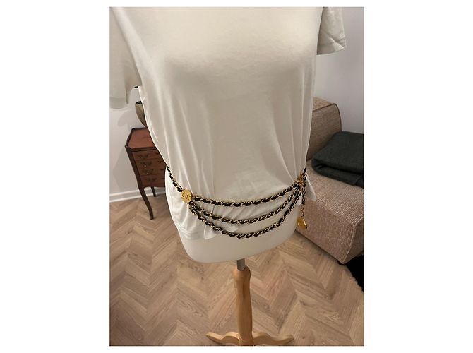 Chanel Cambon Gürtel Gold/Leder Jahr 1984. Golden - Ansicht 2