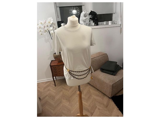 Chanel Cambon Gürtel Gold/Leder Jahr 1984. Golden - Ansicht 3