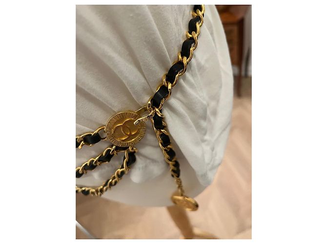 Chanel Cambon Gürtel Gold/Leder Jahr 1984. Golden - Ansicht 6