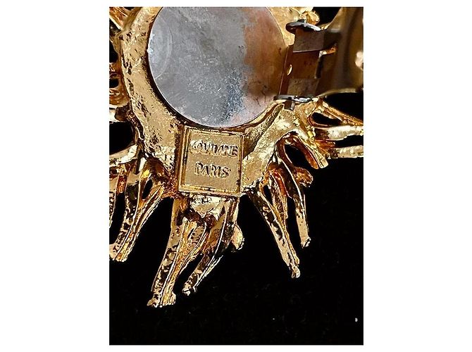 Autre Marque Orecchini a clip Gavilane Paris placcati oro con pietra verde D'oro Verde chiaro - vista 4