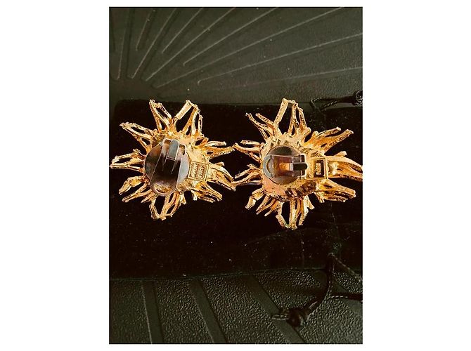 Autre Marque Orecchini a clip Gavilane Paris placcati oro con pietra verde D'oro Verde chiaro - vista 5