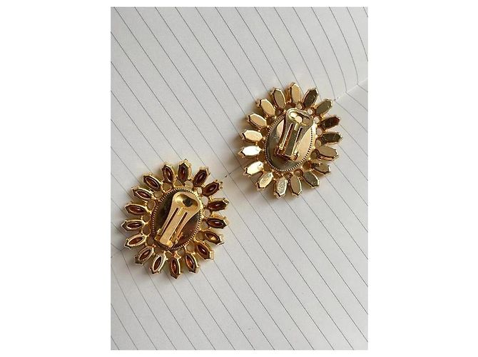 Autre Marque Barol Paris BO Fancy Clip Earrings Citrine and Green Golden Orange - view 4